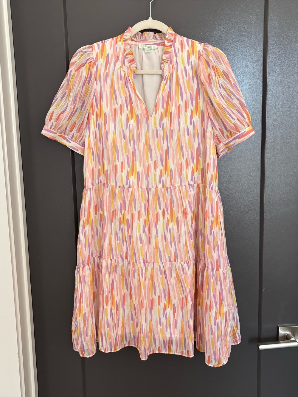 Jade Melody Tam Colorful Tiered Mini Dress M